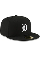 New Era Detroit Tigers Mens Black White Logo 59FIFTY Fitted Hat
