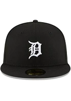 New Era Detroit Tigers Mens Black White Logo 59FIFTY Fitted Hat
