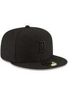 New Era Detroit Tigers Mens Black Tonal Logo 59FIFTY Fitted Hat