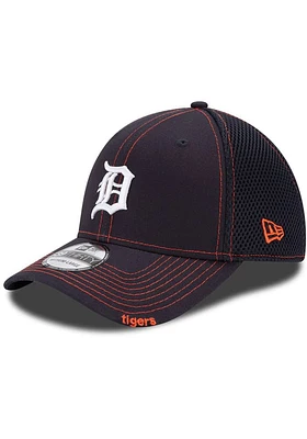 New Era Detroit Tigers Mens Navy Blue Team Neo 39THIRTY Iconic Flex Hat