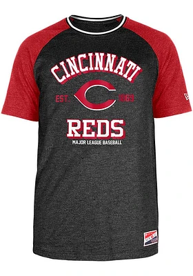 New Era Cincinnati Reds Black Throwback Style Short Sleeve Fashion T Shirt