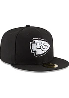 New Era Kansas City Chiefs Mens Black White 59FIFTY Fitted Hat