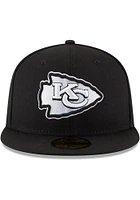 New Era Kansas City Chiefs Mens Black White 59FIFTY Fitted Hat