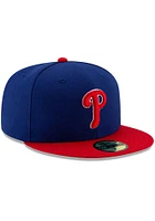 New Era Philadelphia Phillies Mens Blue MLB AC 59FIFTY Fitted Hat