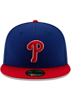 New Era Philadelphia Phillies Mens Blue MLB AC 59FIFTY Fitted Hat
