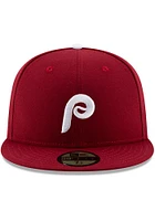 New Era Philadelphia Phillies Mens Maroon MLB AC 59FIFTY Fitted Hat
