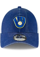 New Era Milwaukee Brewers Cooperstown Trucker 9FORTY Adjustable Hat - Blue