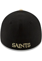 New Era Orleans Saints Mens Black Team Classic 39THIRTY Premium Flex Hat