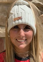 New Era Texas Ivory Metal Badge Ponytail Cuff Womens Knit Hat