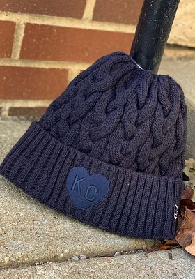 New Era Kansas City Monarchs Navy Blue Soft Sherpa Ponytail Cuff Womens Knit Hat