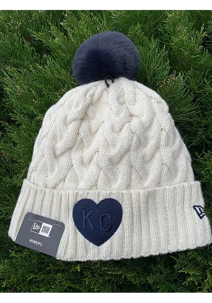New Era Kansas City Monarchs Ivory Soft Sherpa Cuff Pom Womens Knit Hat