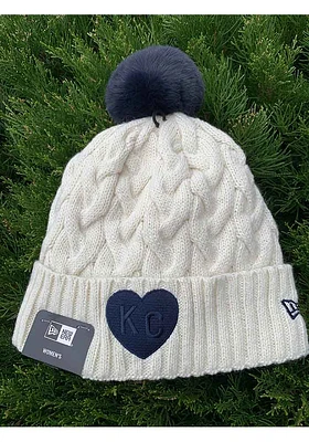 New Era Kansas City Monarchs Ivory Soft Sherpa Cuff Pom Womens Knit Hat