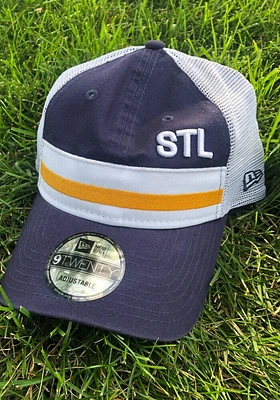 New Era St Louis Stripe Trucker 9TWENTY Adjustable Hat - Navy Blue