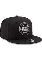 New Era Detroit Pistons Black 9FIFTY Mens Snapback Hat