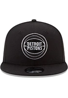 New Era Detroit Pistons Black 9FIFTY Mens Snapback Hat