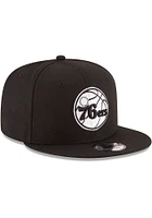 New Era Philadelphia 76ers Black 9FIFTY Mens Snapback Hat