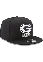 New Era Green Bay Packers Black Basic 9FIFTY Mens Snapback Hat