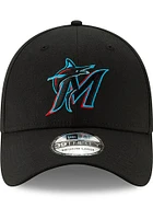 New Era Miami Marlins Mens Black Team Classic 39THIRTY Flex Hat