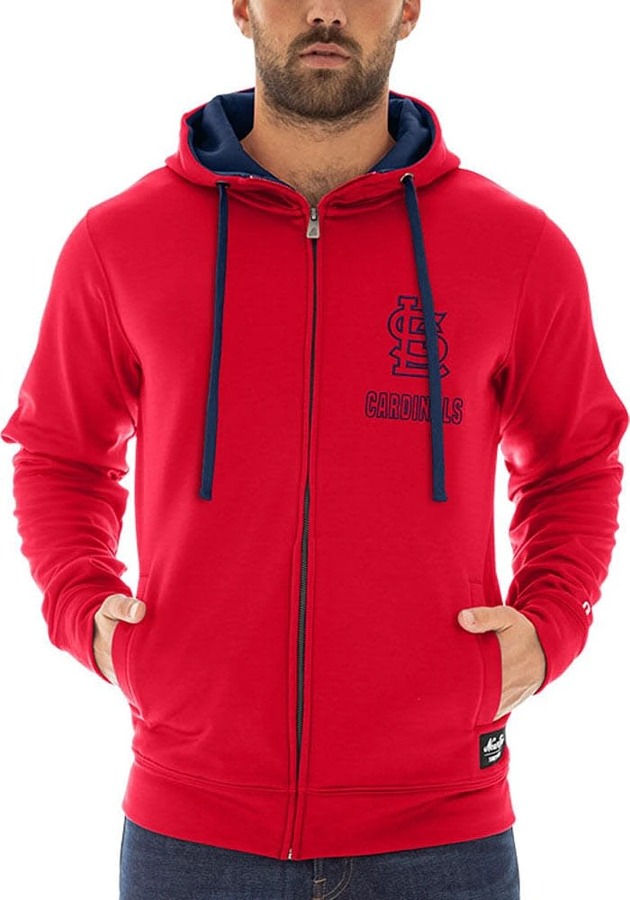 New Era St Louis Cardinals Mens Red Poly Fleece Long Sleeve Zip