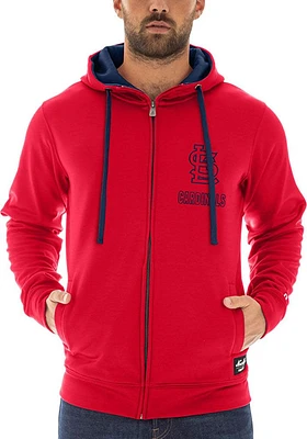 New Era St Louis Cardinals Mens Red Poly Fleece Long Sleeve Zip