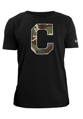 New Era Cleveland Guardians Black Camo Team Short Sleeve T Shirt