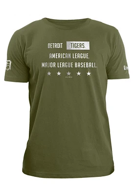 New Era Detroit Tigers Olive Five Stars Short Sleeve T Shirt