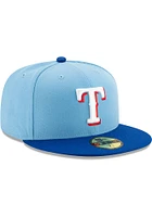 New Era Texas Rangers Mens Light Blue AC Alt 2 59FIFTY Fitted Hat