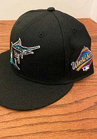 New Era Miami Marlins Mens Black 1997 World Series Side Patch 59FIFTY Fitted Hat