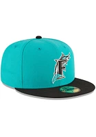 New Era Miami Marlins Mens Teal 1997 World Series Side Patch 59FIFTY Fitted Hat
