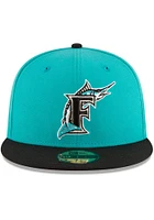 New Era Miami Marlins Mens Teal 1997 World Series Side Patch 59FIFTY Fitted Hat