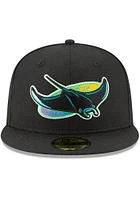 New Era Tampa Bay Rays Mens Black Cooperstown 59FIFTY Fitted Hat