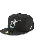 New Era Miami Marlins Mens Black Cooperstown 59FIFTY Fitted Hat