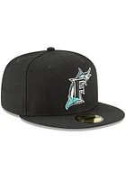 New Era Miami Marlins Mens Black Cooperstown 59FIFTY Fitted Hat
