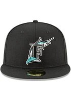 New Era Miami Marlins Mens Black Cooperstown 59FIFTY Fitted Hat