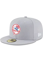 New Era York Yankees Mens Grey Cooperstown 59FIFTY Fitted Hat