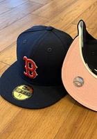 New Era Boston Red Sox Mens Navy Blue QT Pink Undervisor 59FIFTY Fitted Hat