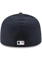 New Era Atlanta Braves Mens Navy Blue AC Road 59FIFTY Fitted Hat