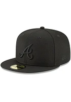 New Era Atlanta Braves Mens Black on 59FIFTY Fitted Hat