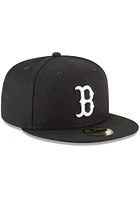New Era Boston Red Sox Mens Black and White 59FIFTY Fitted Hat