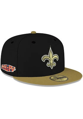 New Era Orleans Saints Mens Black Super Bowl XLIV Side Patch 59FIFTY Fitted Hat