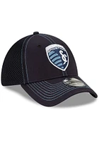 New Era Sporting Kansas City Mens Navy Blue Team Neo 39THIRTY Flex Hat