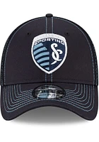 New Era Sporting Kansas City Mens Navy Blue Team Neo 39THIRTY Flex Hat