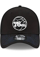 New Era Philadelphia 76ers Mens Black and White Neo 39THIRTY Flex Hat