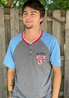 New Era St Louis Cardinals Grey Throwback Henley Short Sleeve Fashion T Shirt