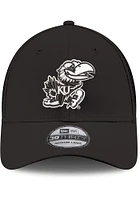 New Era Kansas Jayhawks Mens Black White Logo Neo 39THIRTY Iconic Flex Hat