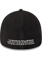 New Era Kansas Jayhawks Mens Black White Logo Neo 39THIRTY Iconic Flex Hat
