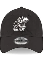 New Era Kansas Jayhawks White Logo 9TWENTY Adjustable Hat - Black