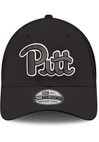 New Era Pitt Panthers Mens Black White Logo Neo 39THIRTY Flex Hat