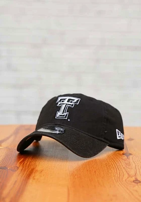 New Era Texas Tech Red Raiders White Logo 9TWENTY Adjustable Hat - Black