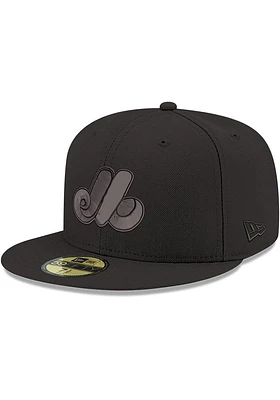 New Era Montreal Expos Mens Black Tonal Blue UV Cooperstown 59FIFTY Fitted Hat